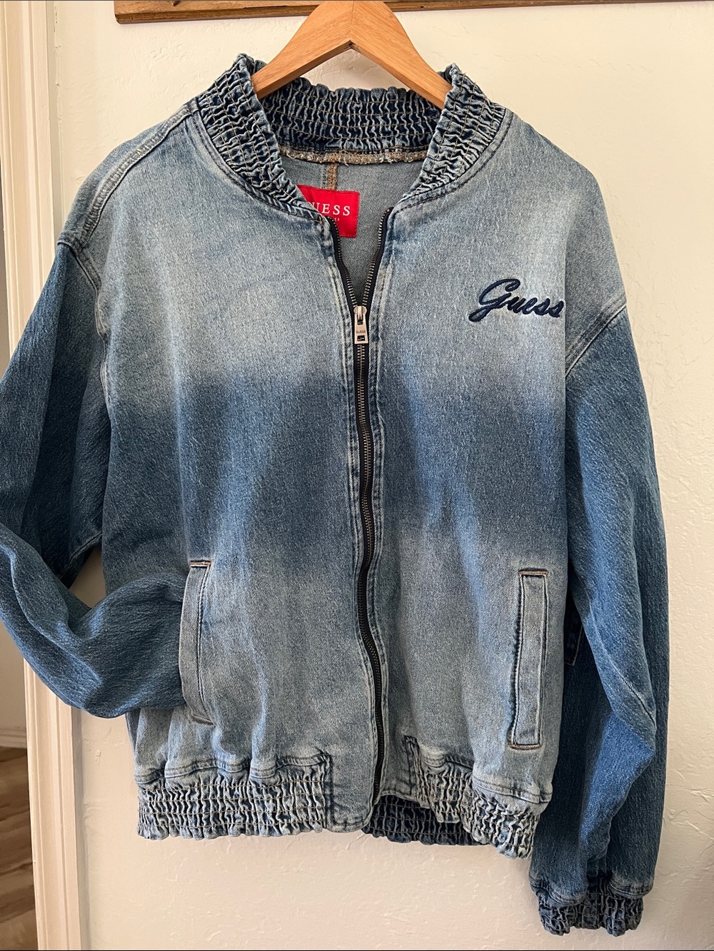 GUESS Women Light Blue Washed Denim Jacket